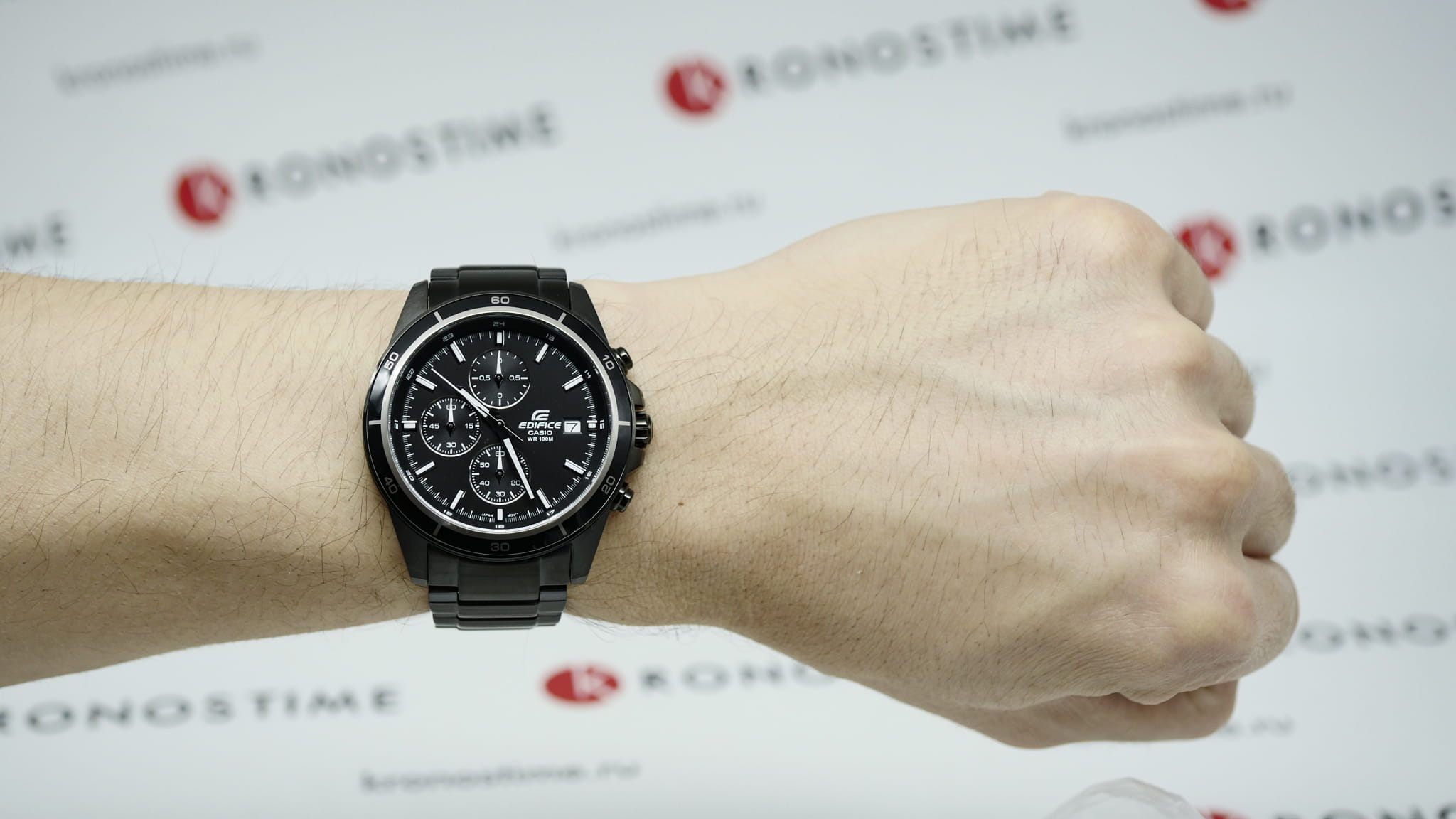 Casio Casio Edifice EFR-526BK-1A1 кварцевые мужские часы часы крупный план черный циферблата
